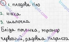 Розв'язання та відповідь 4. Біологія 6 клас Задорожний (2017, робочий зошит). Повторення теми «Гриби». Варіант 1