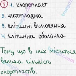 Розв'язання та відповідь 5. Біологія 6 клас Задорожний (2017, робочий зошит). Тема 1. Клітина. Будова рослинної і тваринної клітини