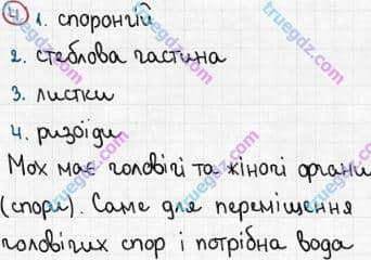 Розв'язання та відповідь 4. Біологія 6 клас Задорожний (2017, робочий зошит). Тема 4. Різноманітність рослин. Рослини, які розмножуються спорами