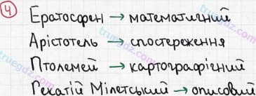 Розв'язання та відповідь 4. Географія 6 клас Пестушко, Уварова (2014, зошит-практикум). Розділ 1 - Розвиток географічних знань про Землю. Тема 1 - Уявлення про Землю в давнину