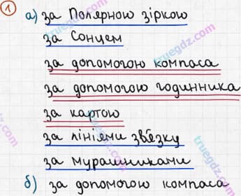 Розв'язання та відповідь 1. Географія 6 клас Пестушко, Уварова (2014, зошит-практикум). Розділ 2 - Земля на плані і карті. Тема 1 - Орієнтування на місцевості