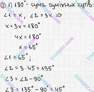 Розв'язання та відповідь 9. Геометрія 7 клас Бабенко (2015, зошит для контролю навчальних досягнень учнів). Контрольна робота №2. Суміжні і вертикальні кути. Варіант 2