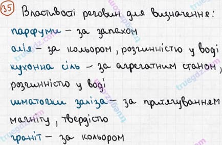 Розв'язання та відповідь 35. Хімія 7 клас Попель, Крикля (2015). Розділ 1 - Початкові хімічні поняття.