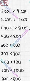 Розв'язання та відповідь 189. Математика 3 клас Рівкінд, Оляницька (2013). Розділ 2 - Нумерація чисел у концентрі «Тисяча». Усне та письмове додавання чисел у межах 1000. Сотня. Усна та письмова нумерація чисел у межах 1000