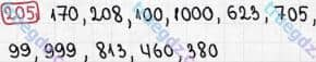 Розв'язання та відповідь 205. Математика 3 клас Рівкінд, Оляницька (2013). Розділ 2 - Нумерація чисел у концентрі «Тисяча». Усне та письмове додавання чисел у межах 1000. Сотня. Усна та письмова нумерація чисел у межах 1000