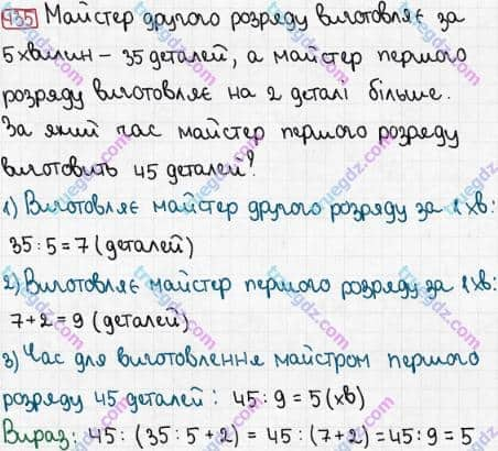 Розв'язання та відповідь 435. Математика 3 клас Рівкінд, Оляницька (2013). Розділ 2 - Нумерація чисел у концентрі «Тисяча». Усне та письмове додавання чисел у межах 1000. Письмове додавання і віднімання чисел у межах 1000