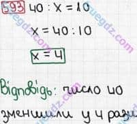 Розв'язання та відповідь 593. Математика 3 клас Рівкінд, Оляницька (2013). Розділ 3 - Усне множення і ділення чисел у межах 1000. Завдання 517-599