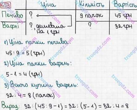 Розв'язання та відповідь 659. Математика 3 клас Рівкінд, Оляницька (2013). Розділ 3 - Усне множення і ділення чисел у межах 1000. Завдання 600-699