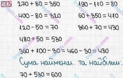 Розв'язання та відповідь 583. Математика 3 клас Заїка, Тарнавська (2020, частина 1). УСНЕ ДОДАВАННЯ І ВІДНІМАННЯ КРУГЛИХ ТРИЦИФРОВИХ ЧИСЕЛ З ПЕРЕХОДОМ ЧЕРЕЗ РОЗРЯДИ. Додавання чисел виду 360 + 70, 40 + 270