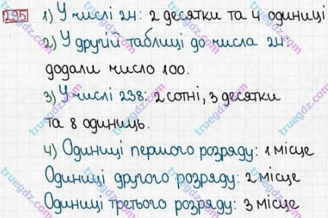 Розв'язання та відповідь 295. Математика 3 клас Заїка, Тарнавська (2020, частина 1). НУМЕРАЦІЯ ЧИСЕЛ У МЕЖАХ 1000. Розряд сотень. Утворення трицифрових чисел