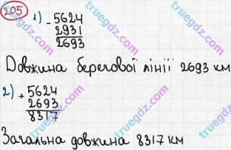 Розв'язання та відповідь 205. Математика 5 клас Мерзляк, Полонський, Якір (2013). §2. Додавання і віднімання натуральних чисел. 8. Віднімання натуральних чисел