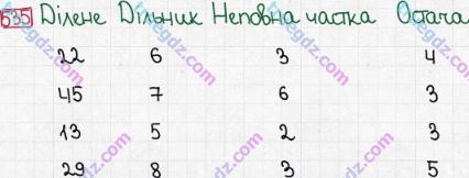 Розв'язання та відповідь 535. Математика 5 клас Мерзляк, Полонський, Якір (2013). § 3. Множення і ділення натуральних чисел. 19. Ділення з остачею