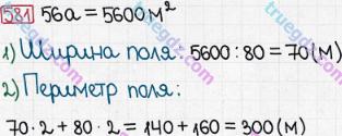 Розв'язання та відповідь 581. Математика 5 клас Мерзляк, Полонський, Якір (2013). § 3. Множення і ділення натуральних чисел. 21. Площа. Площа прямокутника
