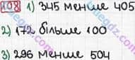 Розв'язання та відповідь 108. Математика 5 клас Тарасенкова, Богатирьова, Бочко, Коломієць, Сердюк (2013). Глава 1. Рахунок, вимірювання та числа. §4. Числові вирази, рівності, нерівності. Порівняння натуральних чисел