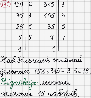 Розв'язання та відповідь 147. Математика 6 клас Тарасенкова, Богатирьова, Коломієць, Сердюк (2014). Розділ 1. Подільність натуральних чисел. §4. Розкладання чисел на множники. Найбільший спільний дільник