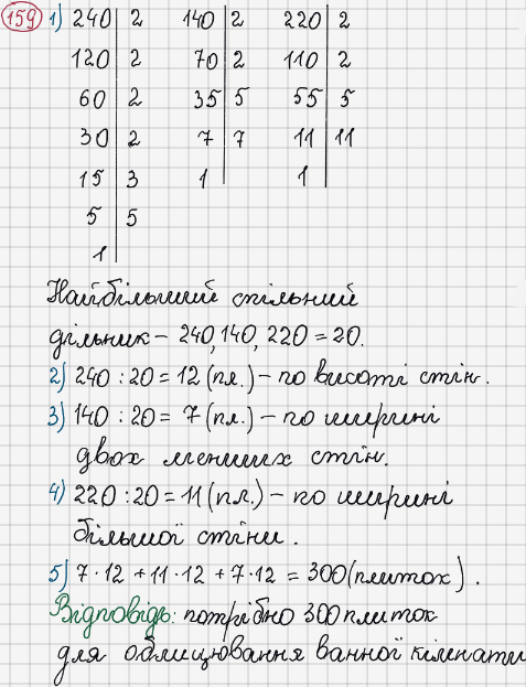 Розв'язання та відповідь 159. Математика 6 клас Тарасенкова, Богатирьова, Коломієць, Сердюк (2014). Розділ 1. Подільність натуральних чисел. §4. Розкладання чисел на множники. Найбільший спільний дільник