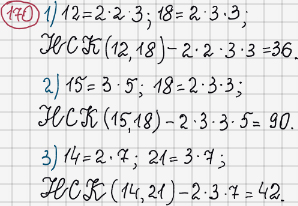 Розв'язання та відповідь 170. Математика 6 клас Тарасенкова, Богатирьова, Коломієць, Сердюк (2014). Розділ 1. Подільність натуральних чисел. §5. Найменше спільне кратне